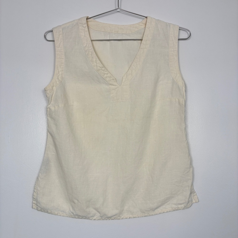 Ecolution Womens Tank Top Size S Cream Eco-Hemp V-Neck Sleeveless Shell